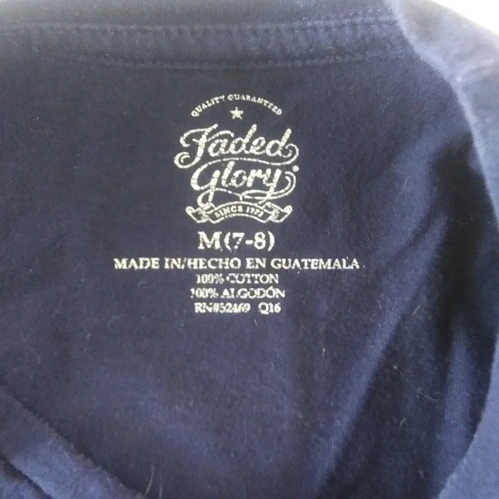 Faded Glory | Classic Traditional Casual Long Sleeve Navy Blue T-Shirt | S